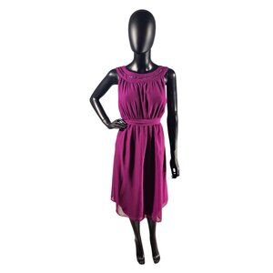 Plum Beaded Yoke Collar Chiffon Maternity Casual Dress - Liz Langer